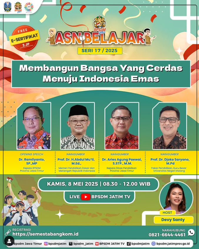 WEBINAR ASN BELAJAR SERI 17 MEMBANGUN BANGSA YANG CERDAS MENUJU INDONESIA EMAS