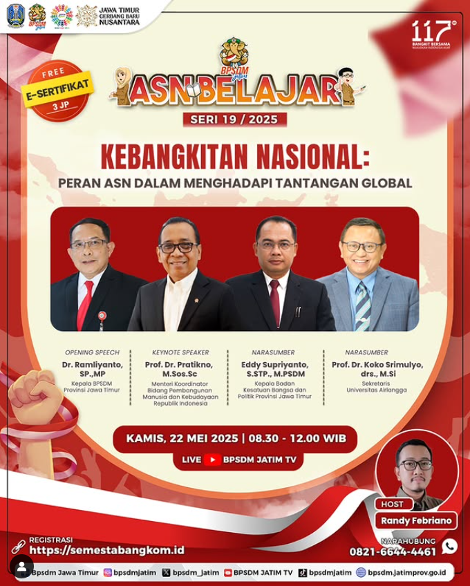 WEBINAR ASN BELAJAR SERI 19 DENGAN TEMA KEBANGKITAN NASIONAL   PERAN ASN DALAM MENGHADAPI TANTANGAN GLOBAL