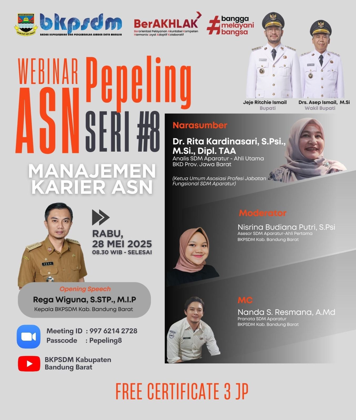 Pepeling ASN Seri  8  Manajemen Karier ASN   Webinar Wajib Bagi ASN