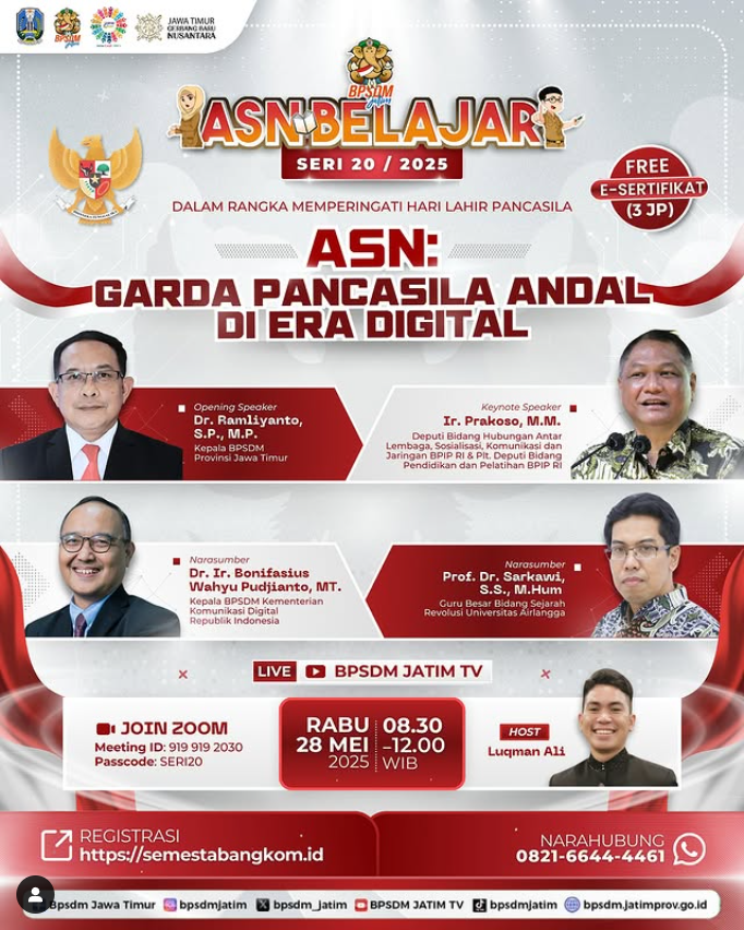 WEBINAR ASN BELAJAR SERI 20 DENGAN TEMA ASN GARDA PANCASILA ANDAL DI ERA DIGITAL