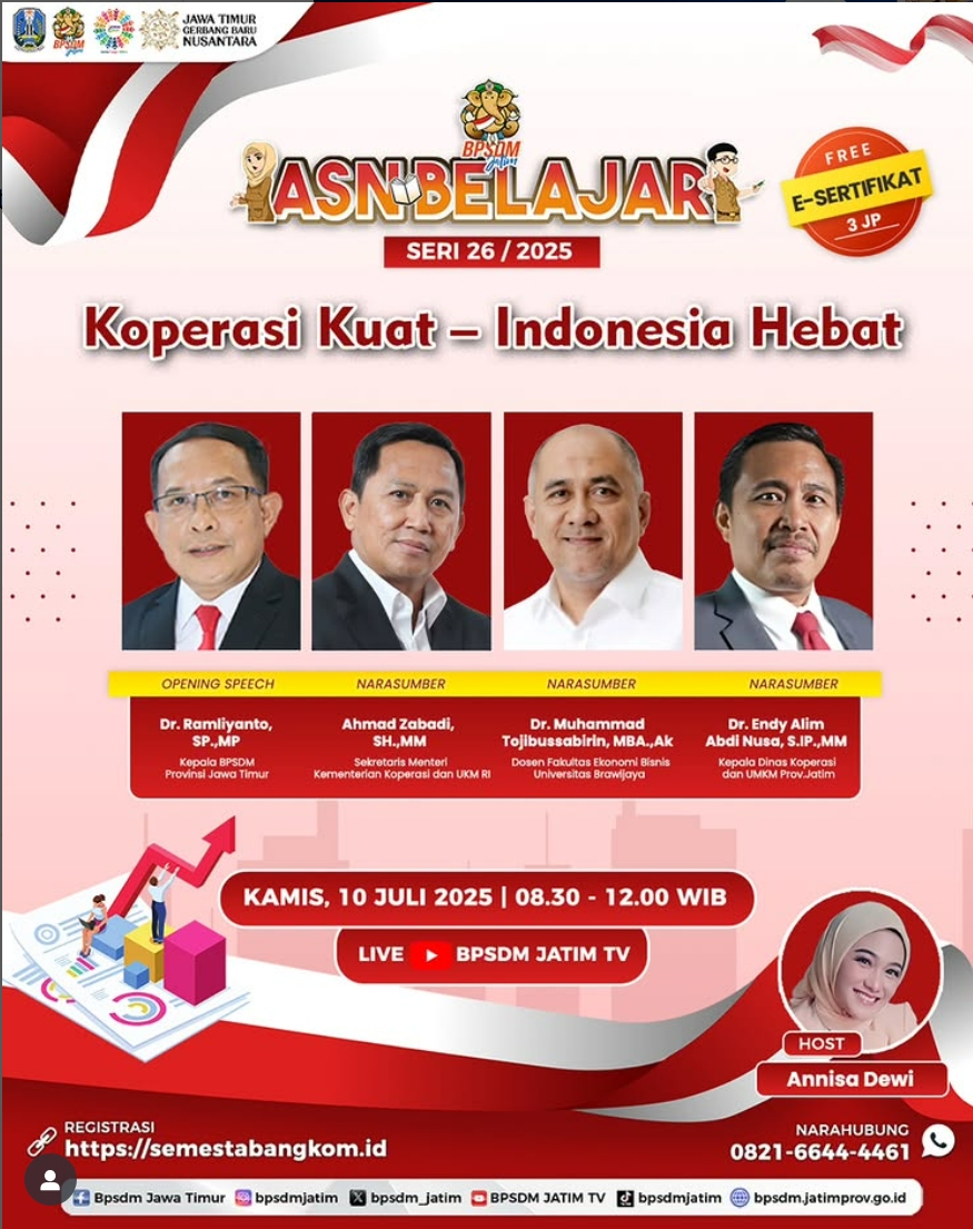 WEBINAR ASN BELAJAR SERI 26 DENGAN TEMA KOPERASI KUAT  INDONESIA HEBAT