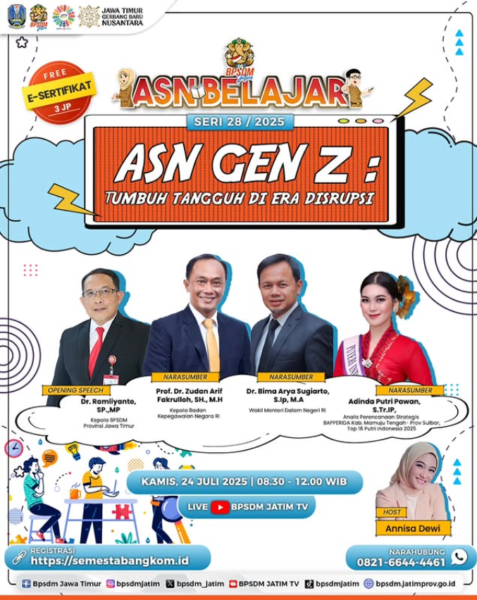 WEBINAR ASN BELAJAR SERI 28 DENGAN TEMA ASN GEN Z  TUMBUH TANGGUH DI ERA DISRUPSI