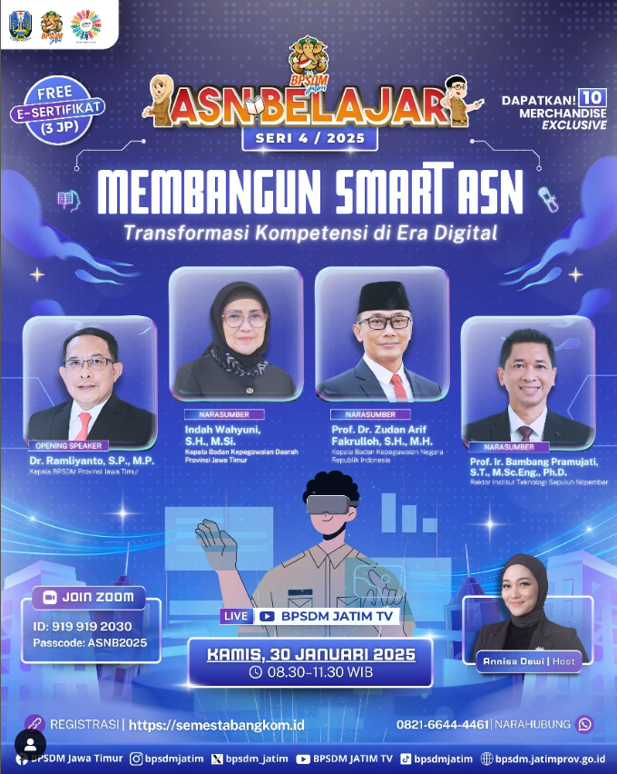 WEBINAR ASN BELAJAR SERI 4 DENGAN TEMA MEMBANGUN SMART ASN  TRANSFORMASI KOMPETENSI DI ERA DIGITAL