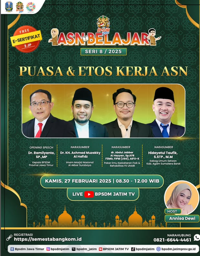 WEBINAR ASN BELAJAR SERI 8 DENGAN TEMA PUASA DAN ETOS KERJA ASN