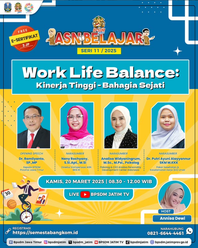 WEBINAR ASN BELAJAR SERI 11 DENGAN TEMA WORK LIFE BALANCE   KINERJA TINGGA BAHAGIA SEJATI